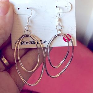 Silver plated double hoop earrings, never worn